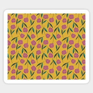 Purple roses on yellow background Sticker